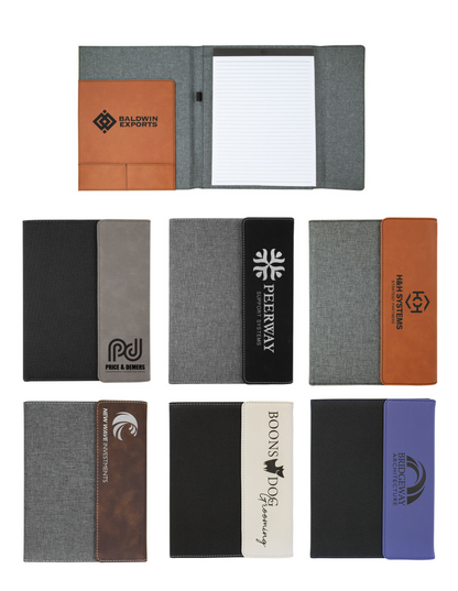 ADD YOUR LOGO -  7x9  Leatherette/ Canvas Portfolio with Notepad