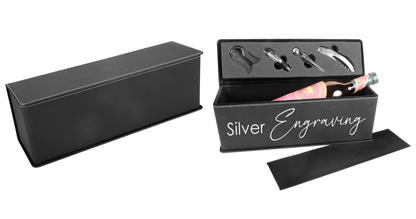 Personalized Leatherette Wine Box Gift Set