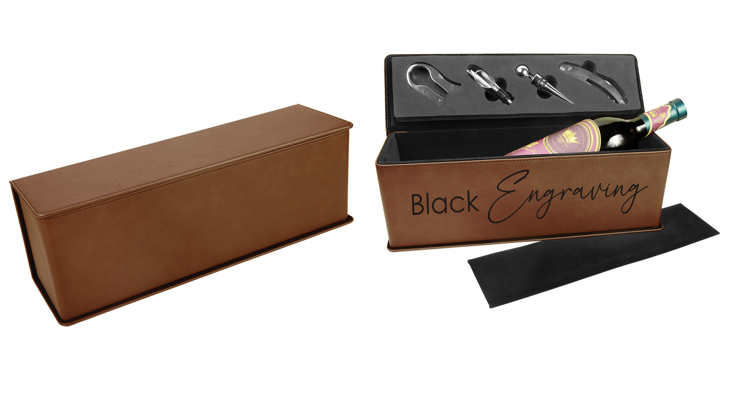 Personalized Leatherette Wine Box Gift Set