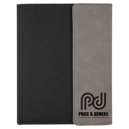 ADD YOUR LOGO -  7x9  Leatherette/ Canvas Portfolio with Notepad