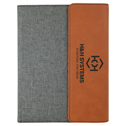 ADD YOUR LOGO -  7x9  Leatherette/ Canvas Portfolio with Notepad