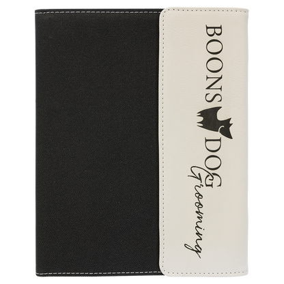 ADD YOUR LOGO -  7x9  Leatherette/ Canvas Portfolio with Notepad