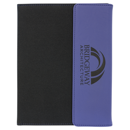 ADD YOUR LOGO -  7x9  Leatherette/ Canvas Portfolio with Notepad