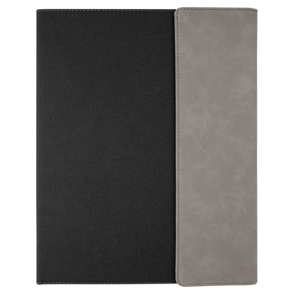 ADD YOUR LOGO -  9 1/2" x 12"  Leatherette / Canvas Portfolio with Notepad