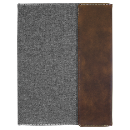 ADD YOUR LOGO -  7x9  Leatherette/ Canvas Portfolio with Notepad