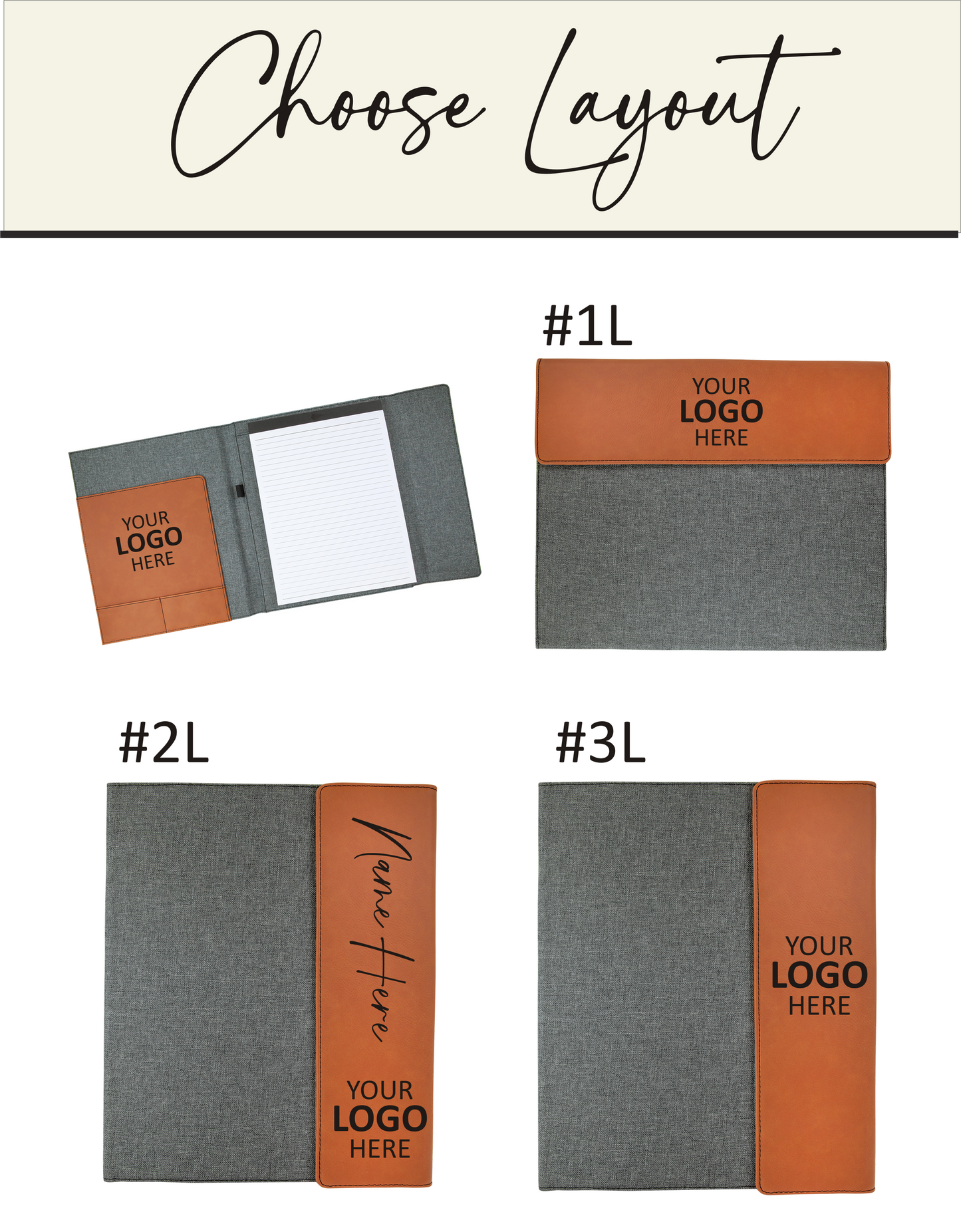 ADD YOUR LOGO -  7x9  Leatherette/ Canvas Portfolio with Notepad