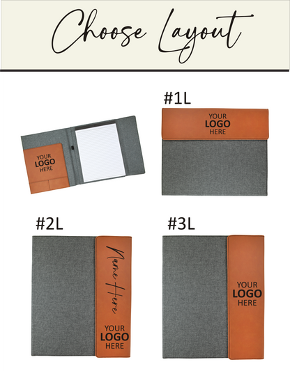 ADD YOUR LOGO -  7x9  Leatherette/ Canvas Portfolio with Notepad