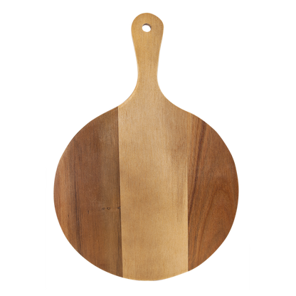 Personalized Round Acacia Wood & Slate Serving Paddle Board