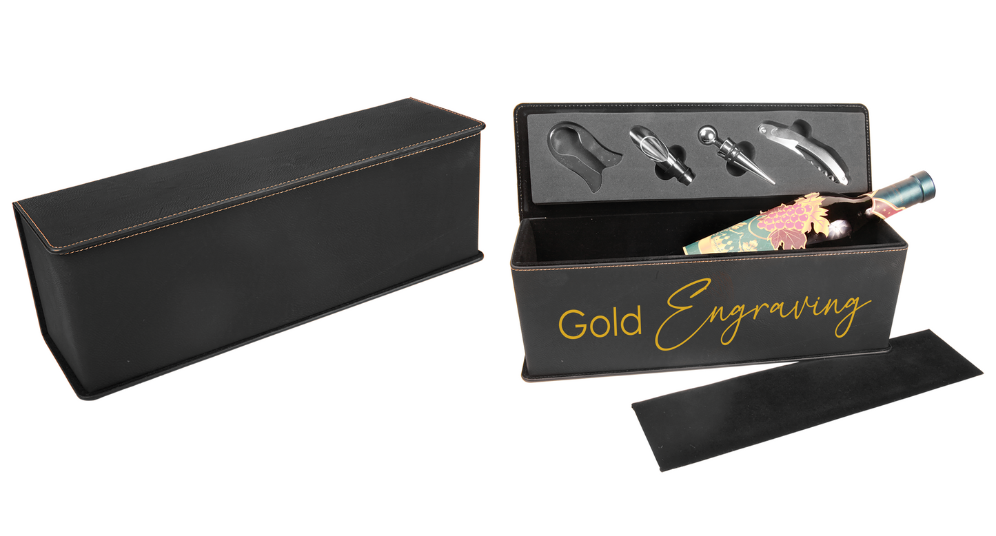 Personalized Leatherette Wine Box Gift Set