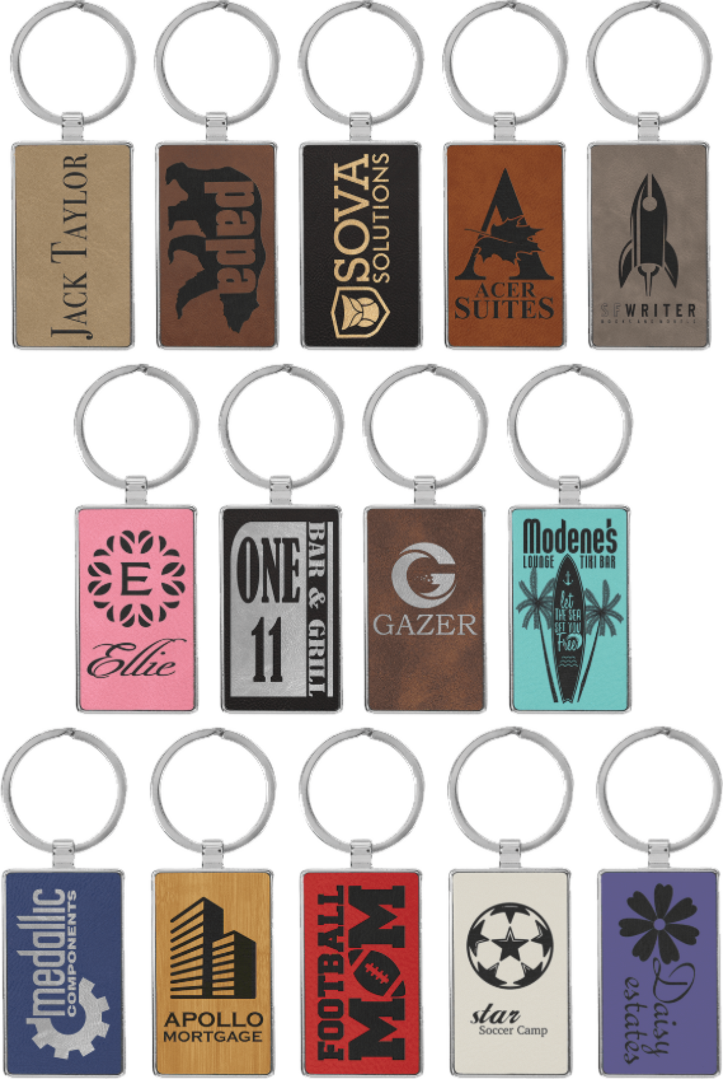 ADD YOUR LOGO - Leatherette Rectangle Keychain